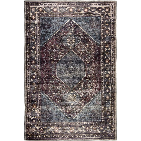 L'Baiet Irene Multi-Color Distressed Washable 5 ft. x 7 ft. Fabric Area Rug
