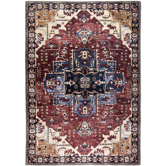 L'Baiet Monica Abstract Washable Area Rug Red 5' x 7' Medium Rugs Carpet for Living Room, Bedroom, Kitchen, Entryway, Nursery, Playroom, Office | Boho Aesthetic Modern Colorful Home Decor