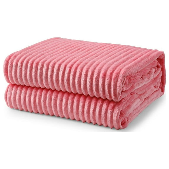 Pink Ribbed Throw Blanket 50X60 100% Polyester