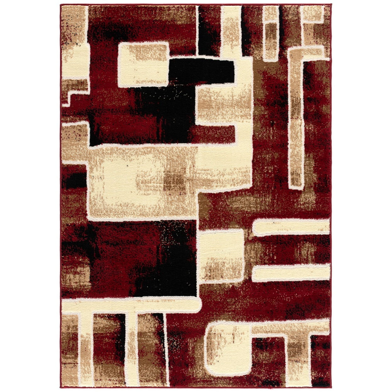 L'Baiet Samara Graphic Area Rug Red 5' x 7' Medium Area Rugs Carpet for ...