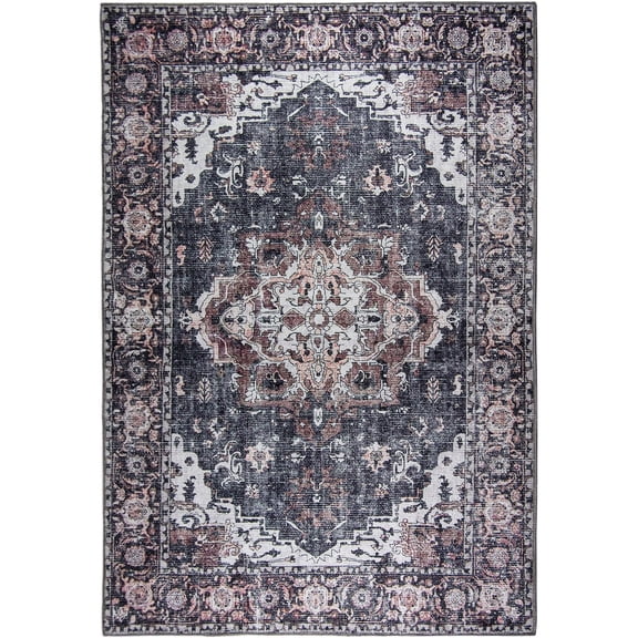L'Baiet Scarlett Gray Distressed Washable 2 ft. x 6 ft. Fabric Runner Rug