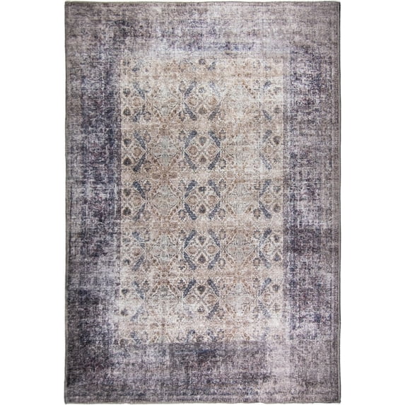 L'Baiet Scarlett Gray Distressed Washable 5 ft. x 7 ft. Fabric Area Rug