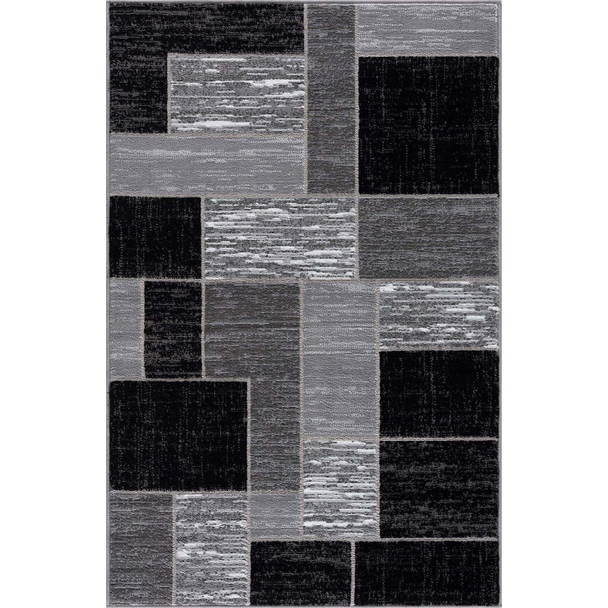L'Baiet Verena Indoor Low Pile Geometric Area Rug, Black Grey, 8' x 10