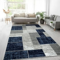 L'Baiet Verena Geometric Area Rug Blue Grey 4' x 6' Medium Area Rugs Carpet for Living Room, Bedroom, Dining Table, Office, Hallway, Foyer | Neutral Colorful Modern Abstract Home Decor