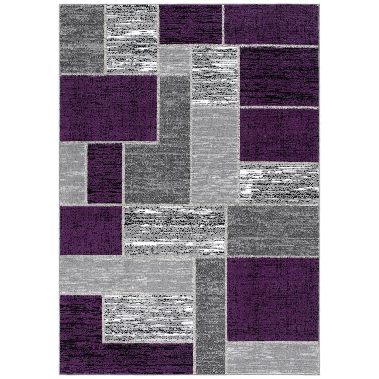 Retro Modern Purple & Grey Geometric Synthetic Area Rug 2'x3'