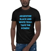 L Blue Argentine Black And White Tegu: Take The Power! Short Sleeve Cotton T-Shirt By Undefined Gifts