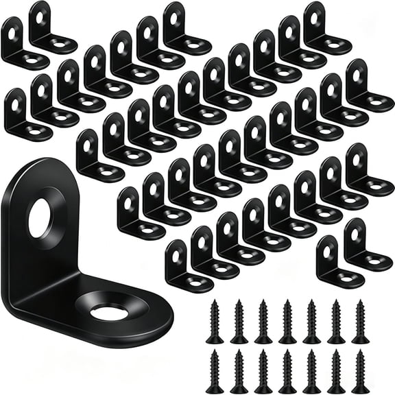L Bracket Corner Brace 40 Pcs Right Angle Black(0.79 0.79 Inches)