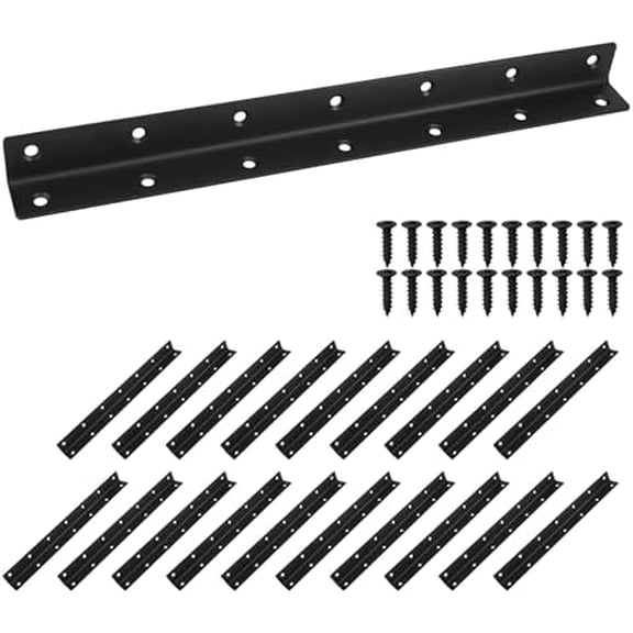 L Bracket, Heavy Duty Corner Brace, 20 Pack 12.8" Metal Shelf Bracket Angle Bracket for Shelves, Black Metal Braces for Wood, 325mm Overall Length
