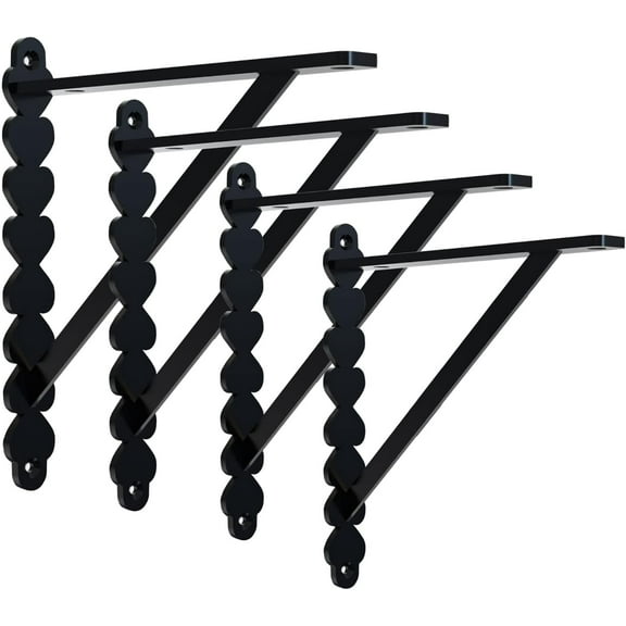 L Brackets by Balin Designs (Black) for 10"-12” Spade Style Shelves – Heavy Duty Decorative Metal Supports - Mantel Shelf - Easy Installation with Included Hardware - Set of 4