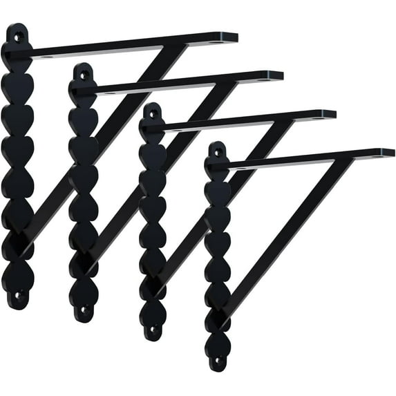 L Brackets by Balin Designs (Black) for 12"-14” Spade Style Shelves – Heavy Duty Decorative Metal Supports - Mantel Shelf - Easy Installation with Included Hardware - Set of 2
