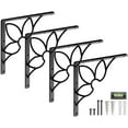 thumbnail image 1 of L Brackets by Balin Designs (Black) for 8"-10” Flower Style Shelves – Heavy Duty Decorative Metal Supports - Mantel Shelf - Easy Installation with Included Hardware - Set of 4, 1 of 7