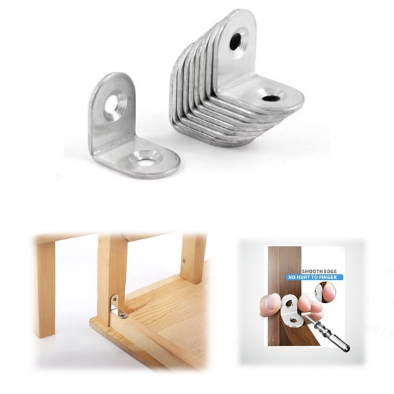 L Brackets Corner Brace, Heavy Duty Small Brackets, Stainless Steel Right Angle Brackets,Silver，20PCS