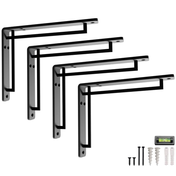 L Brackets For Shelves By  10 Inch -12 Cross Style - Heavy Duty Decorative Shelf Antique Rustic Farmhouse Mantel Bracket Included Hardware Set Of 4