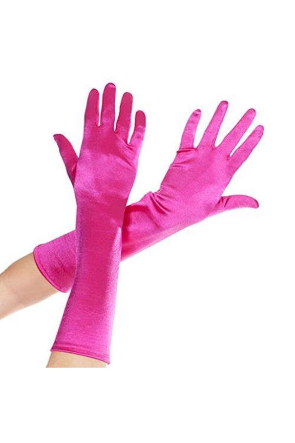 Girls Elbow Length Satin Gloves