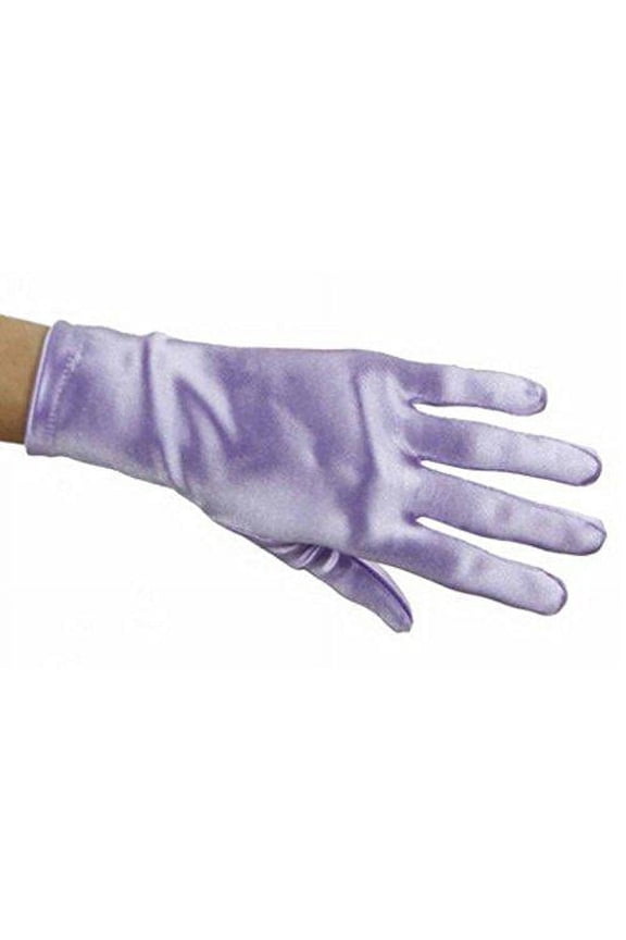 Girls Wrist Length Satin Gloves