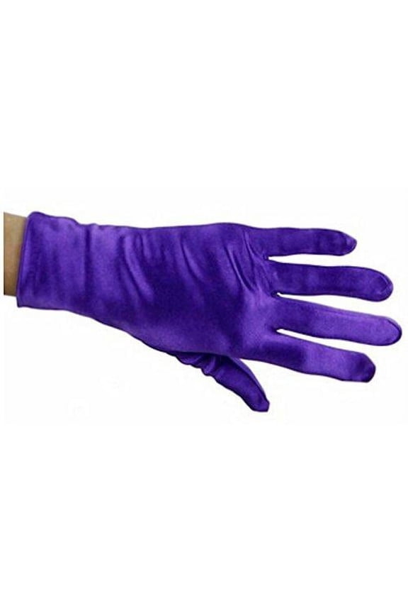 Girls Wrist Length Satin Gloves