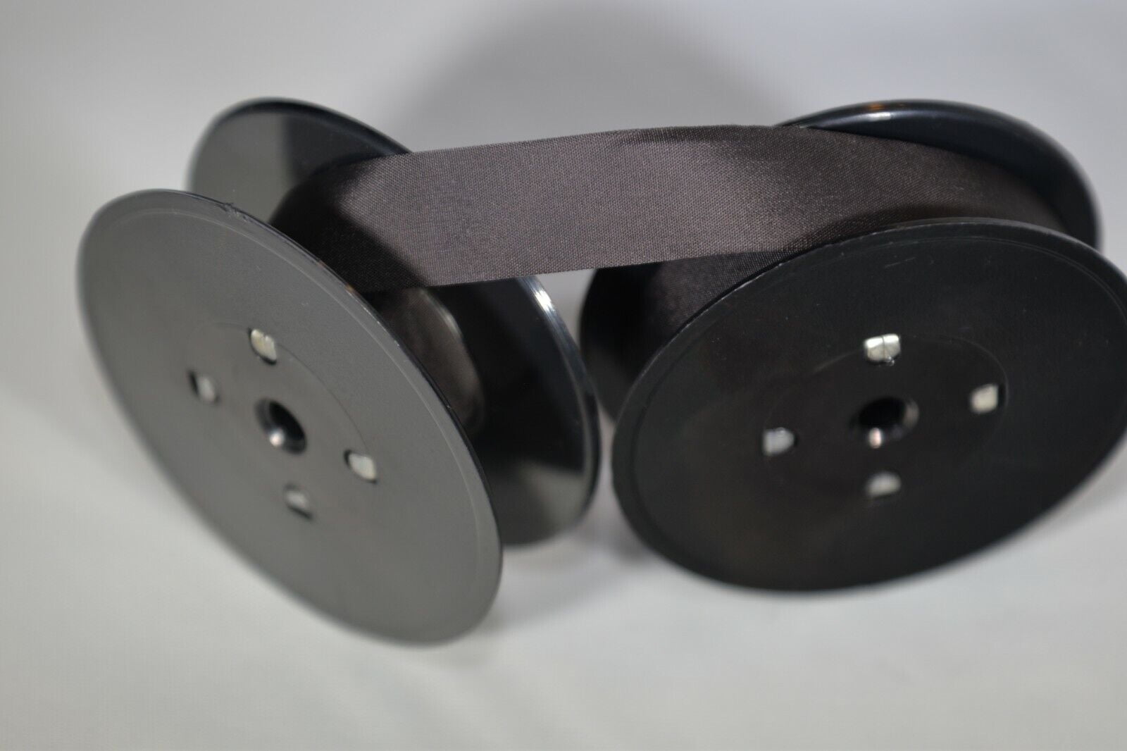 L C Smith and Corona Spools with New Black Ribbon with large cut out on ...