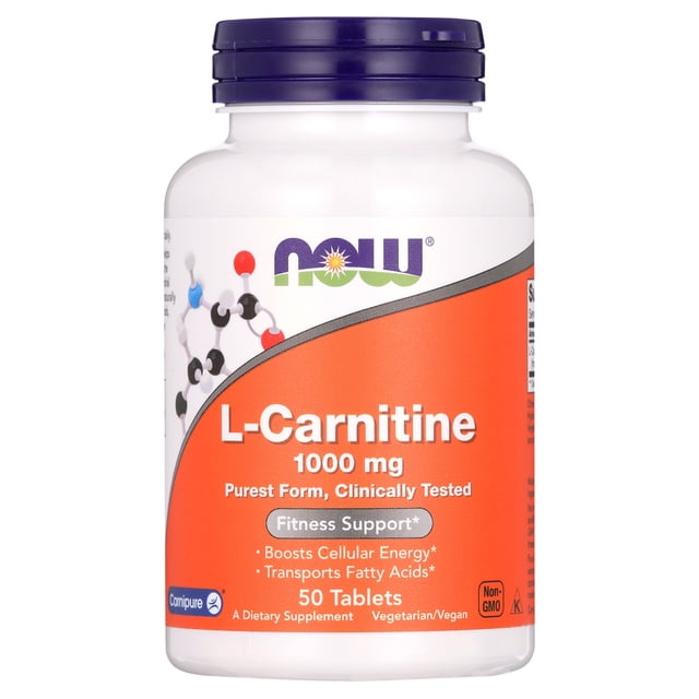 L Carnitine 1000 mg by Now Foods - 50 Tablets - Walmart.com