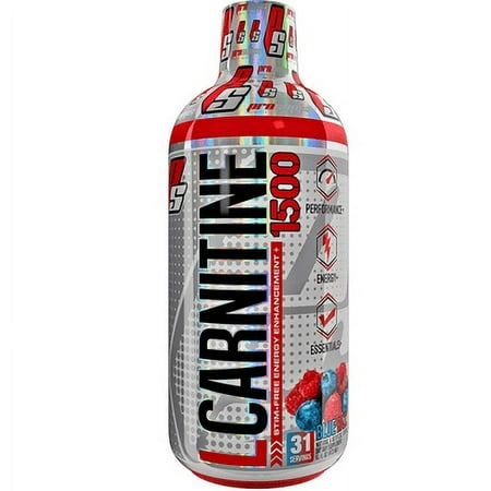 L-Carnitine 1500 Liquid Stim-Free Energy Enhancer, Blue Razz, 31 Servings