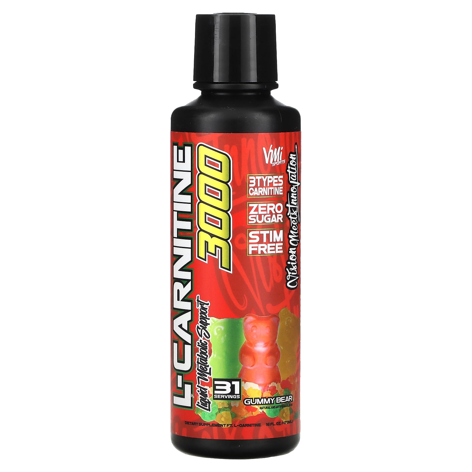 VMI Sports L-Carnitine 3000 Liquid Metabolic Enhancer, Gummy Bear ...