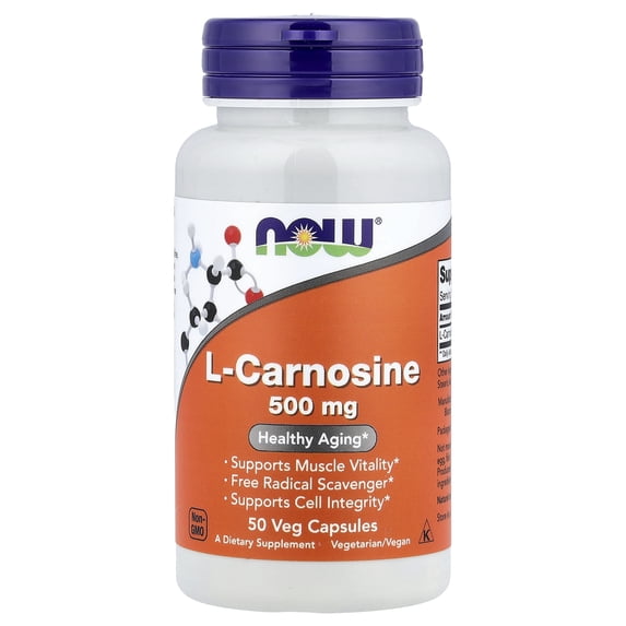 L-Carnosine, 500 mg, 50 Veg Capsules, NOW Foods