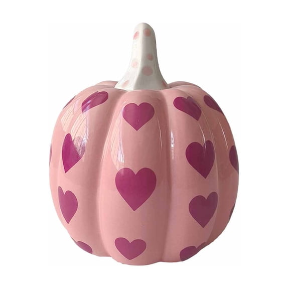 L Ceramic Heart Pumpkin Decor Glossy Hand Fall Tabletop Ornaments Cute Romantic Tray Mantel L