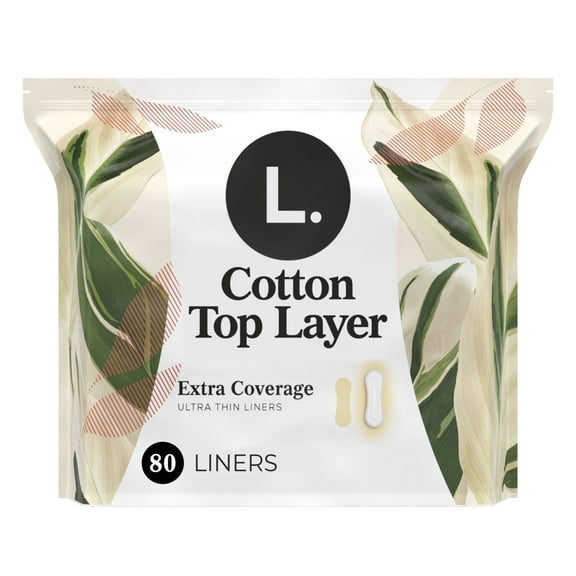 L. Chlorine Free Ultra Thin Panty Liners, Extra Long Length, 80 Ct