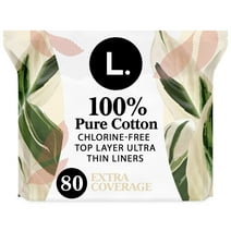 L. Chlorine Free Ultra Thin Panty Liners, Extra Long Length, 80 Ct