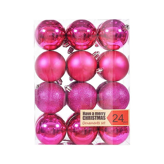 L Christmas Tree Decorations Christmas Balls 24 Hanging Decorations Plastic Electroplating Ornament Set Hot Pink 1Inch