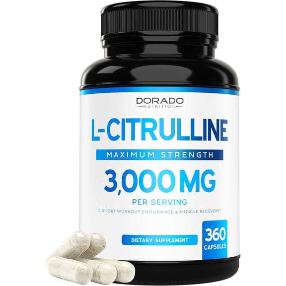 L Citrulline 3000mg Supplement (360 Capsules) Support L Arginine & Nitric Oxide Pills - L-Citrulline For Men & Women - Muscle Recovery & Pump Supplement - 3rd Party Tested, Vegan, Non-GMO