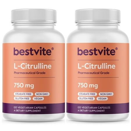 L-Citrulline 750mg (240 Vegetarian Capsules) (2-Pack) - No Stearates - No Fillers - No Flow Agents