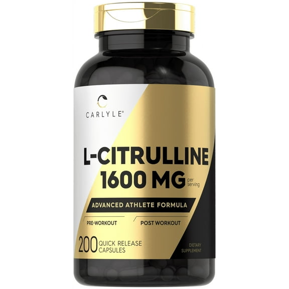L Citrulline Capsules 1600mg | 200 Count | Non-GMO, Gluten Free Supplement | by Carlyle