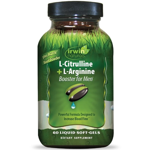 Irwin Naturals L-Citrulline + L-Arginine 60 Liquid Soft-Gels Nitric Oxide & Circulation Support