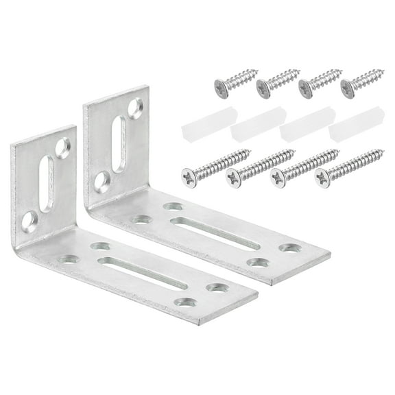 L Corner Braces, 2 Pack 80x30x40mm - Galvanized Adjustable 90 Degree Corner Code, for Furniture Mending (Silver)