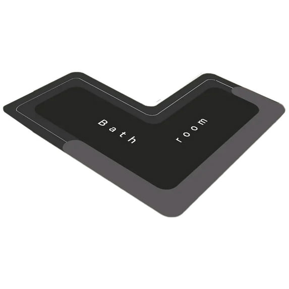 L Corner Rug Non-Slip Rubber-Backed Microfiber Mat Velvet Fleece, Absorbent, Machine Washable, Corner Mat for Bathroom, Living Room, Kitchen, Entry