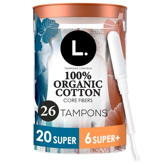 L. Organic Cotton Tampons Super/Super Plus Absorbency, 26 Count
