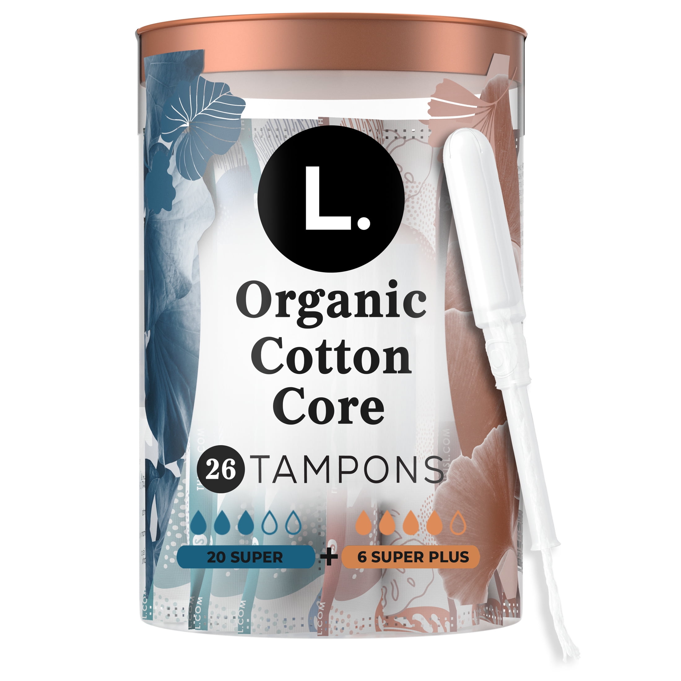 L. Cotton Tampons Super/Super Plus Absorbency Multipack, Contains an Organic Cotton Core, Made Without Synthetic Pesticides, or Fragrances 26 Count