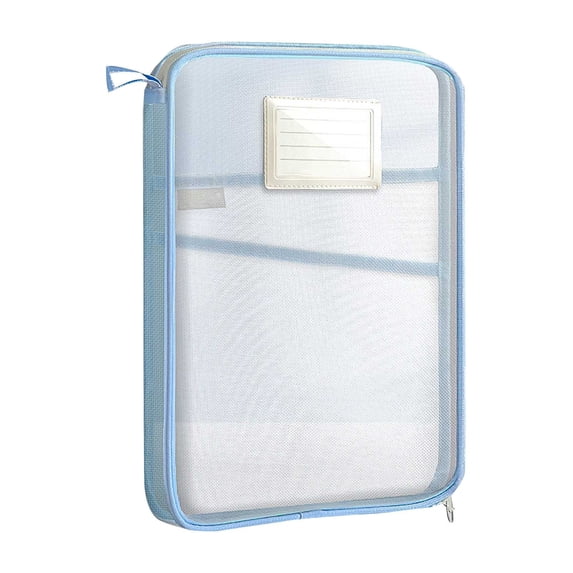 L-Cut Mesh Zipper Pouch, Pencil Case & File Holder, Blue, L-Shaped Mesh Zipper Pouch, Transparent Blue, Easy Access And Spacious Storage For Pencils, Pens, And Art Tools, Great For Learnerss, Meiiso