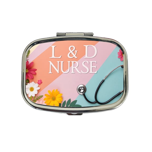 L & D Labor And Delivery Nurse Appreciation Stethoscope Flowers Small Travel Handbag Pill Box Case