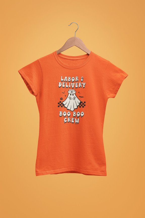 L&D Nurse Halloween Shirt Tee Registered Nurse Aid Nursing Night Shift Retro Boo Funny Critical Care Gift for Peds rn CCU Labor and Delivery