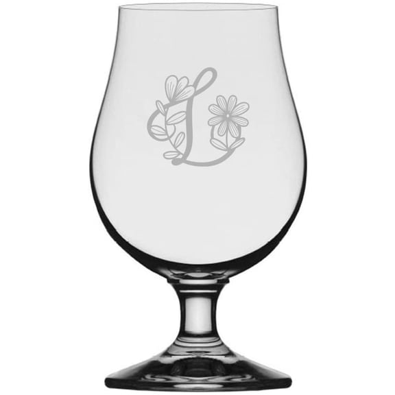 L Daishy Daisy Monogram Etched 13.25oz Iona Beer Glass