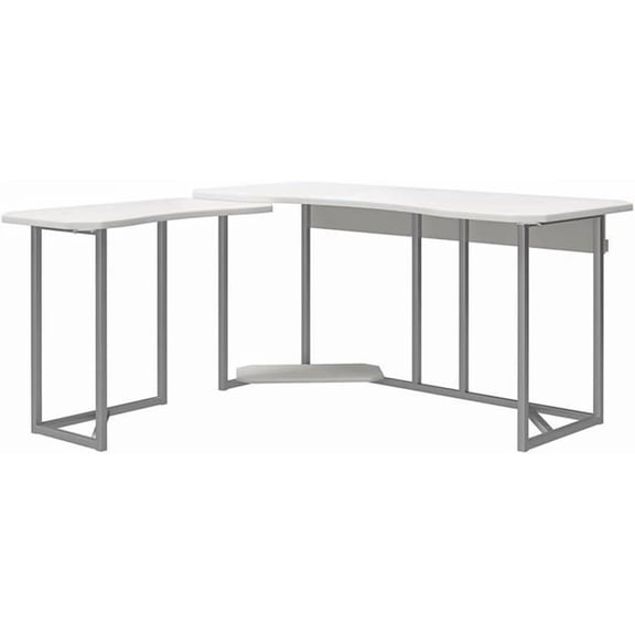 L Desk with CPU Stand, White