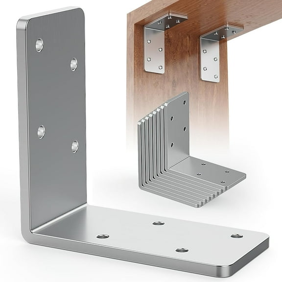 L Drackets Heavy Duty,90 Degree Angle Dracket,Galvanized Corner Brace, Angle Iron,for Wood 90 Degree L Shape Bracket,3"x3"Metal Angle Shelf for Wood Beams FramingFence--Steel 8 Pcs