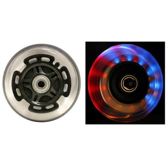 L.E.D. Scooter Wheels with ABEC 9 Bearings for Razor Scooters 100mm Light Up Black 2-Pack