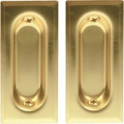 Johnson Hardware 40-3PPK2 3" Rectangular Brass Flush Pocket Door Pull, Steel Material, 1-3/8" Width, 3" Length, Bright Brass Finish, 2-Count