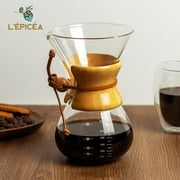 L'ÉPICÉA Glass Pour Over Coffee Maker with Wooden Collar，600ML