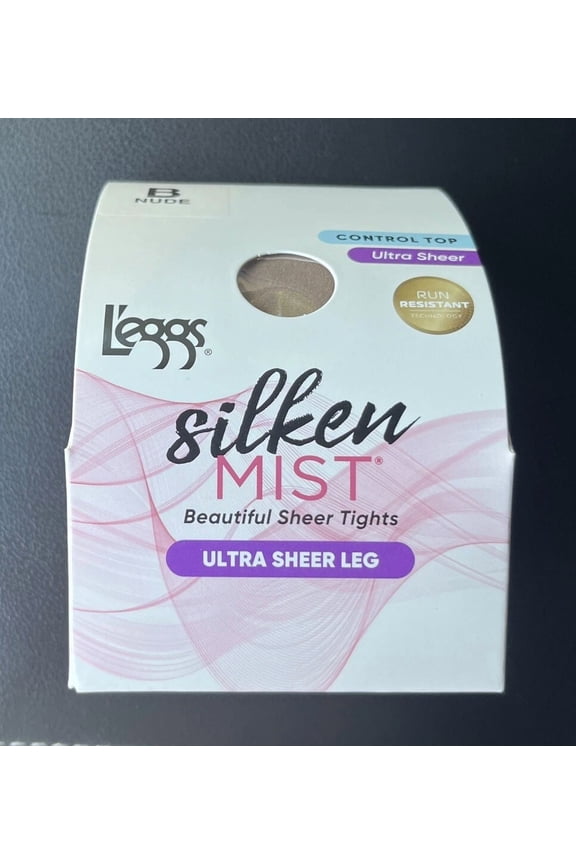 L'Eggs Silken Mist Pantyhose Ultra Sheer Leg Control Top, Size B - Nude