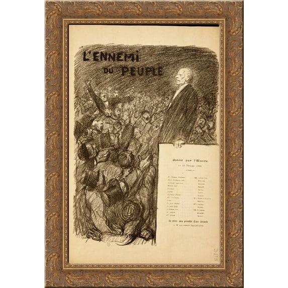 L'Ennemi du Peuple 24x18 Gold Ornate Wood Framed Canvas Art by Theophile Steinlen