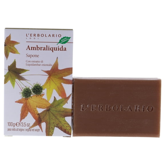 L'Erbolario Ambraliquida Bar Soap, Scented Soap Bar, 3.5 oz