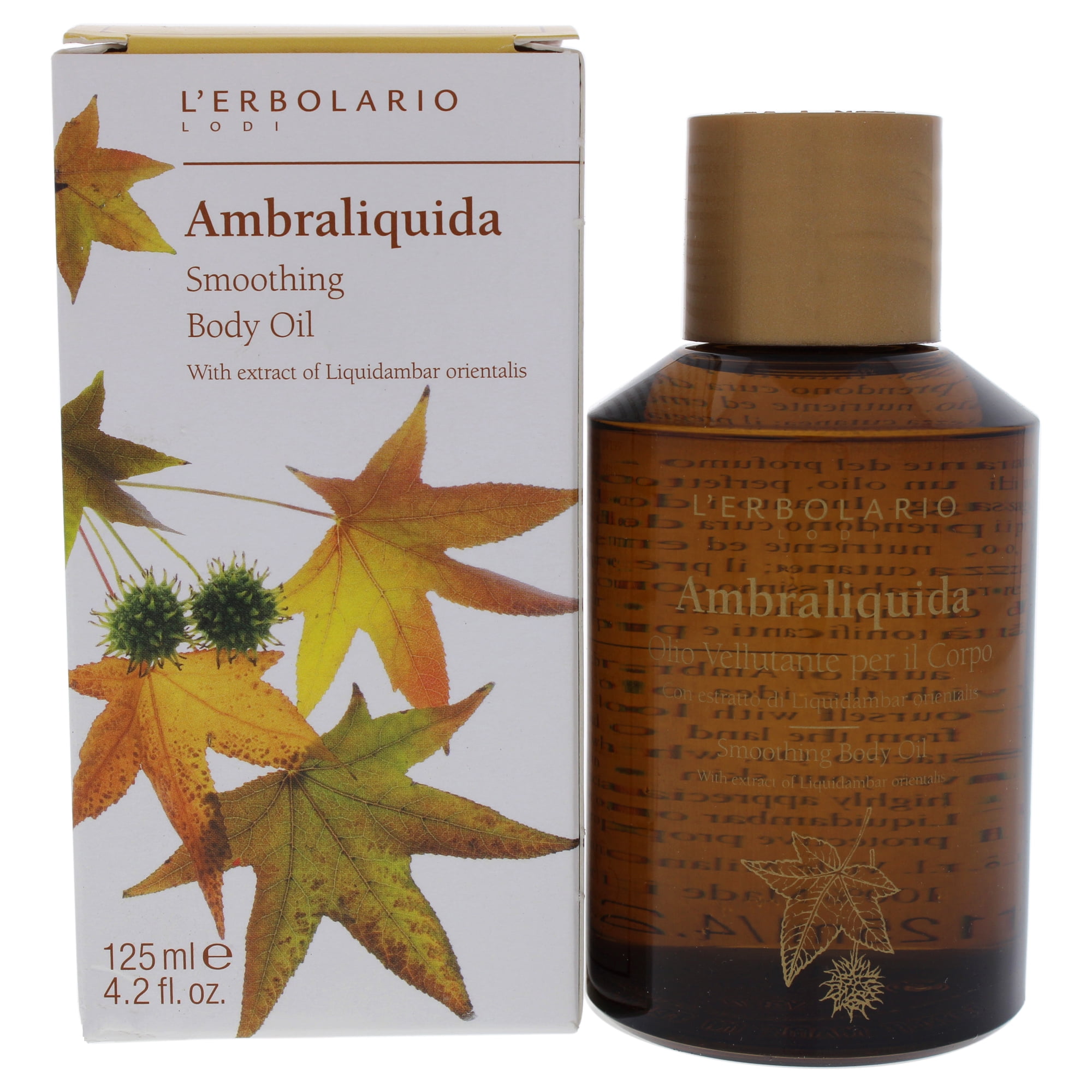 L'Erbolario Ambraliquida Smoothing Body Oil Gel, Scented Body Oil, 4.2 oz